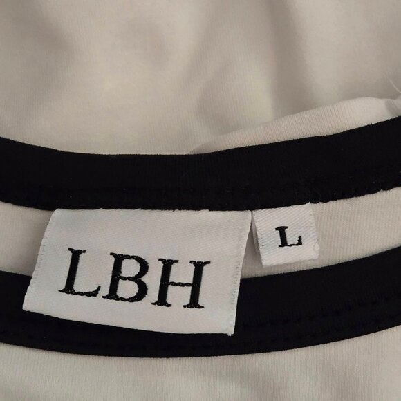 Women's Size Large LBH Activewear 2pc Set Black & White W/Yellow - Picture 9 of 10